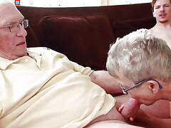 Grandpa Watches Grandma get Fucked - Granny porn video