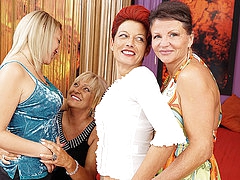 Four old and young lesbians having - 