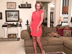 Horny American mom playing with her